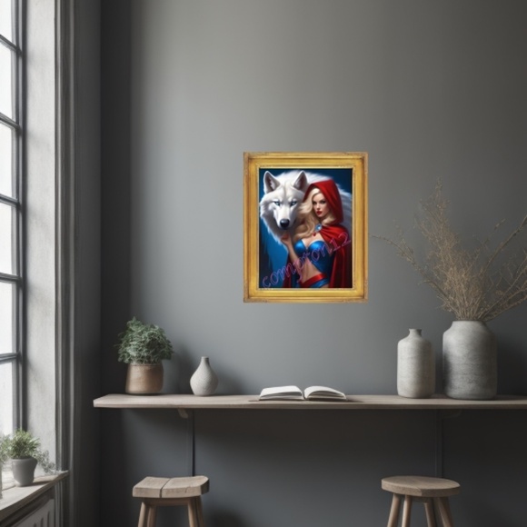 Riding Hood Tames the Wolf 13” x 19”  Fine Art Print -only 6 signed prints made - Picture 5 of 5